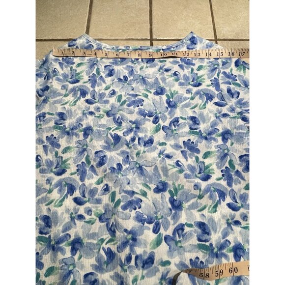 Berkley Jensen Womens Floral V-Neck Pullover Button-Down Blouse W Lace Trim Med - Picture 16 of 16